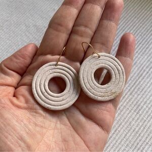Circular Textured Polymer Clay Earrings with Gold Accents